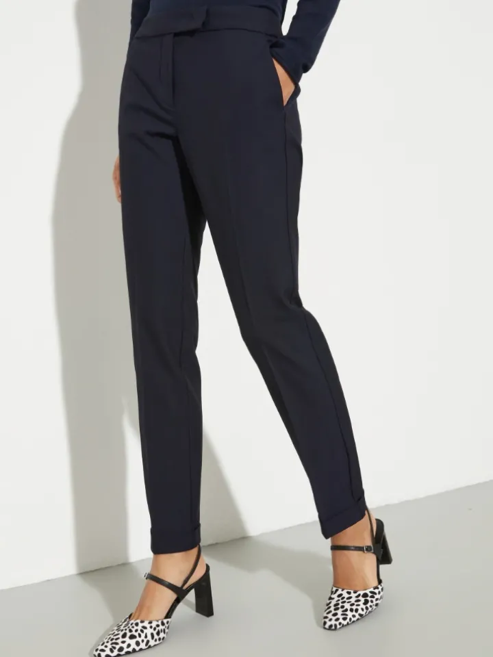 Slim trousers with turn-ups - navy