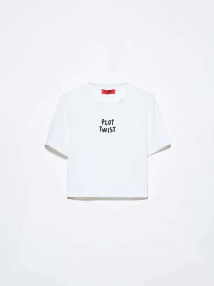 Slogan-print cropped T-shirt - optical white