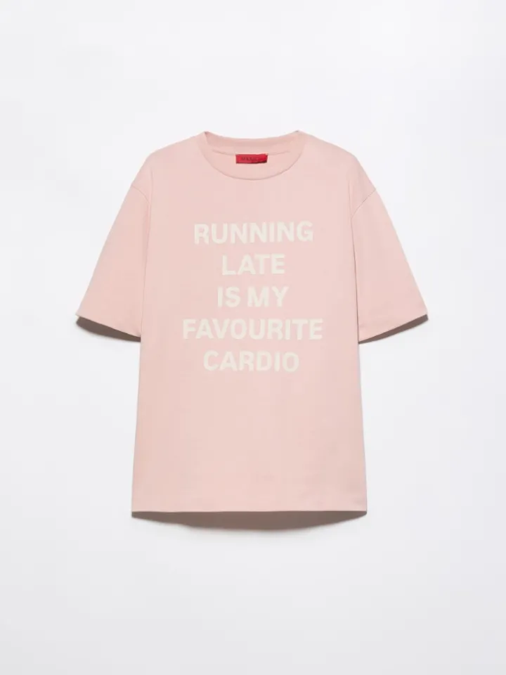 Slogan-print loose-fit T-shirt - powder