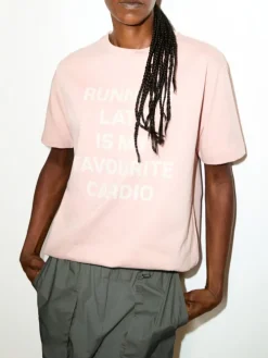 Slogan-print loose-fit T-shirt - powder