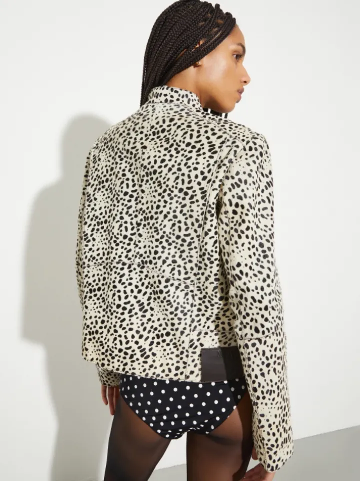 Spotted calf hair jacket - beige