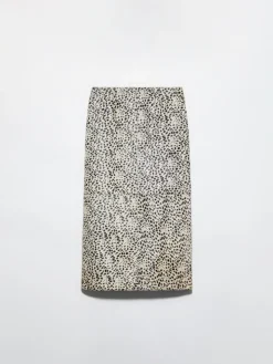 Spotted calf hair midi skirt - beige