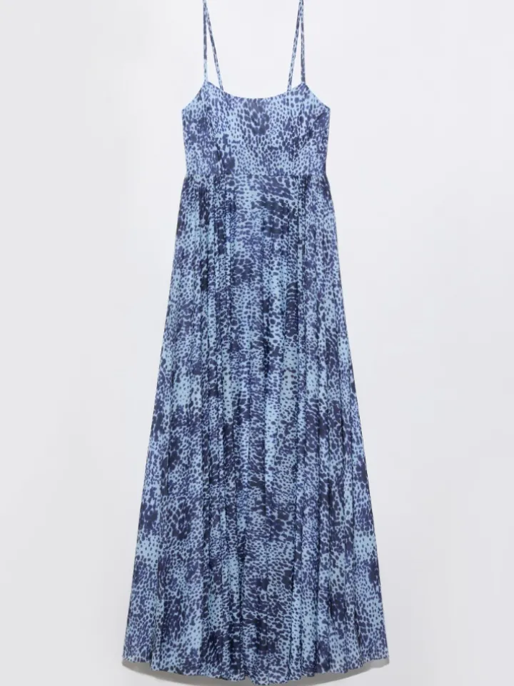 Spotted jersey maxi dress - light blue