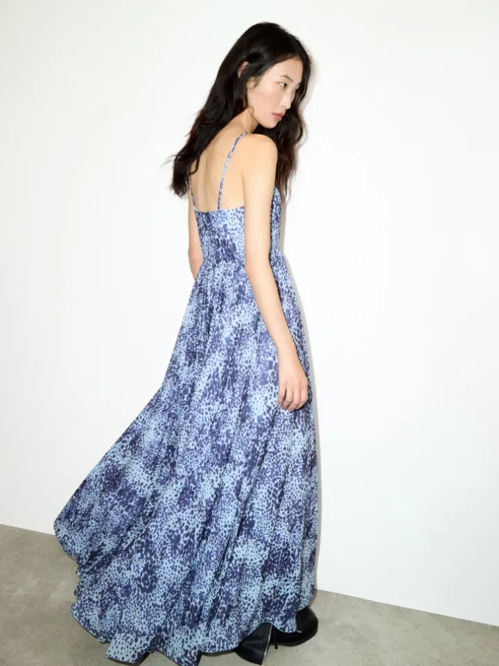 Spotted jersey maxi dress - light blue