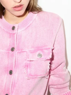 Stone-washed cotton cardigan - pink