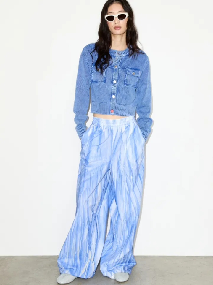 Stone-washed cotton cardigan - deep blue