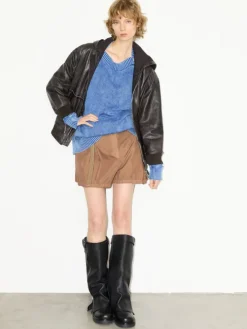 Stone-washed cotton jumper - deep blue