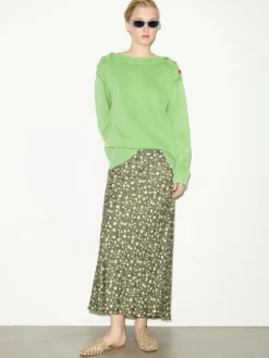 Stone-washed cotton jumper - green