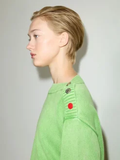 Stone-washed cotton jumper - green