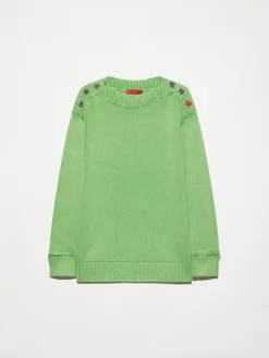 Stone-washed cotton jumper - green