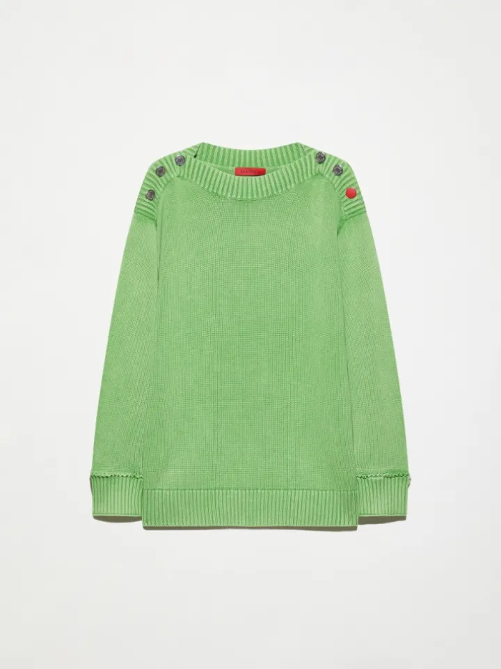 Stone-washed cotton jumper - green