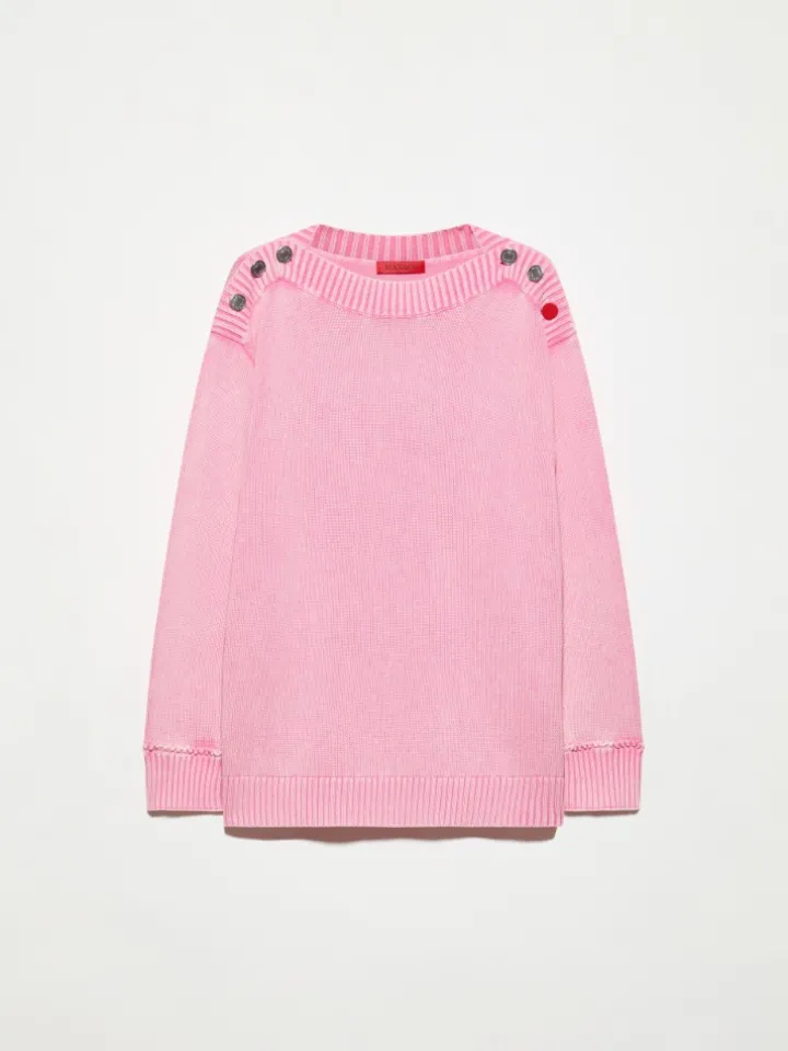 Stone-washed cotton jumper - pink