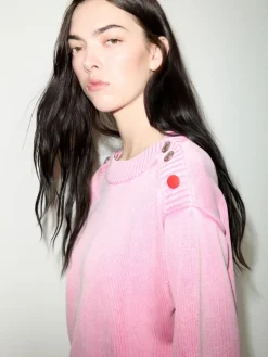 Stone-washed cotton jumper - pink