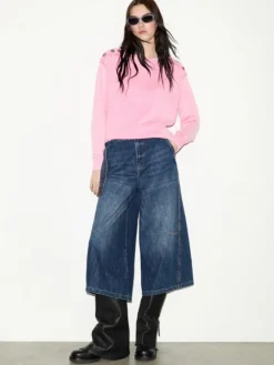 Stone-washed cotton jumper - pink