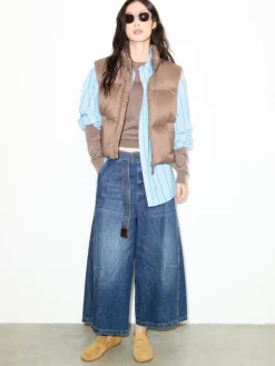 Stone-washed cotton top - chocolate