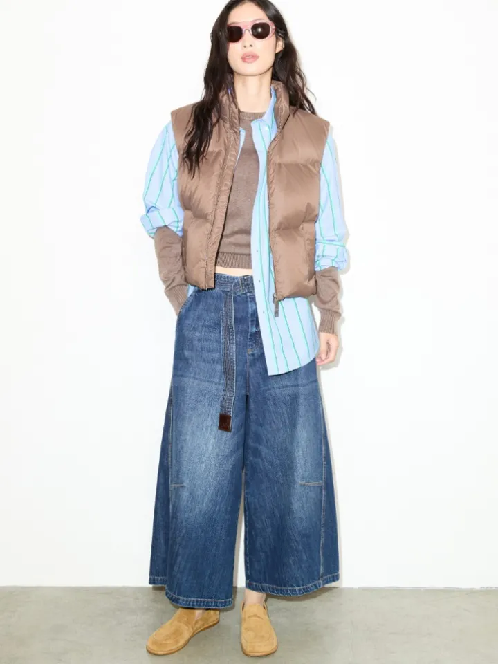 Stone-washed cotton top - chocolate