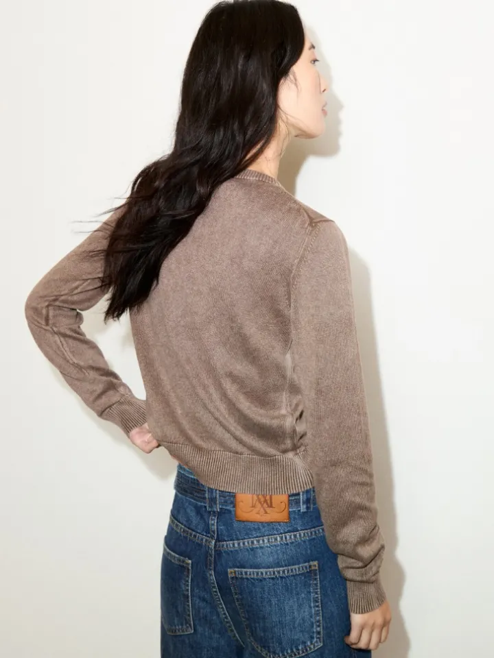 Stone-washed cotton top - chocolate