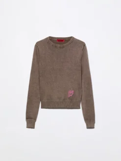 Stone-washed cotton top - chocolate