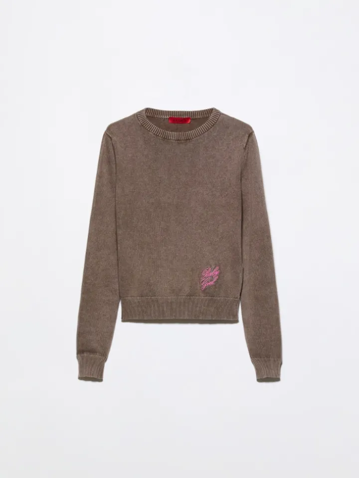 Stone-washed cotton top - chocolate