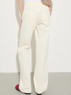 Straight-leg cotton-drill trousers - cream