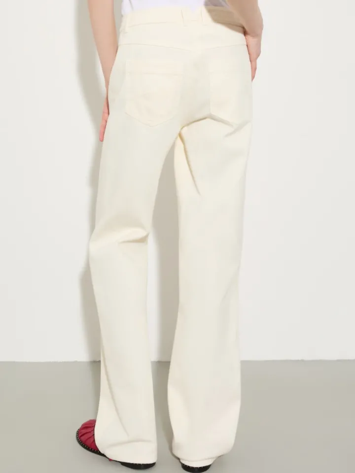 Straight-leg cotton-drill trousers - cream