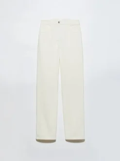 Straight-leg cotton-drill trousers - cream