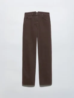 Straight-leg cotton-drill trousers - chocolate