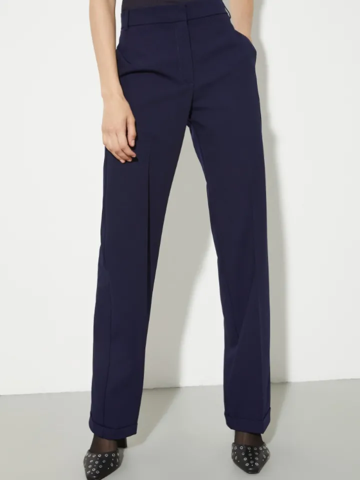 Straight-leg stretch trousers - navy
