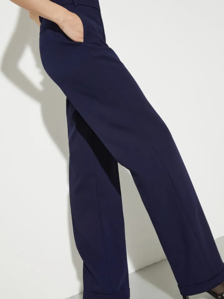 Straight-leg stretch trousers - navy