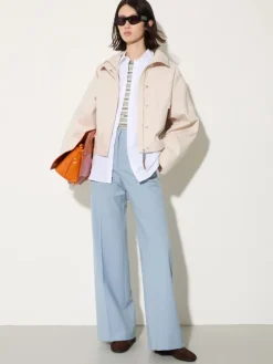 Straight-leg wool-blend trousers - light blue