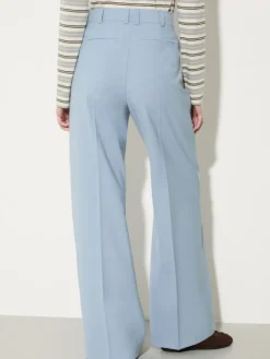 Straight-leg wool-blend trousers - light blue