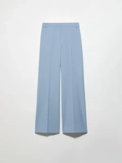 Straight-leg wool-blend trousers - light blue