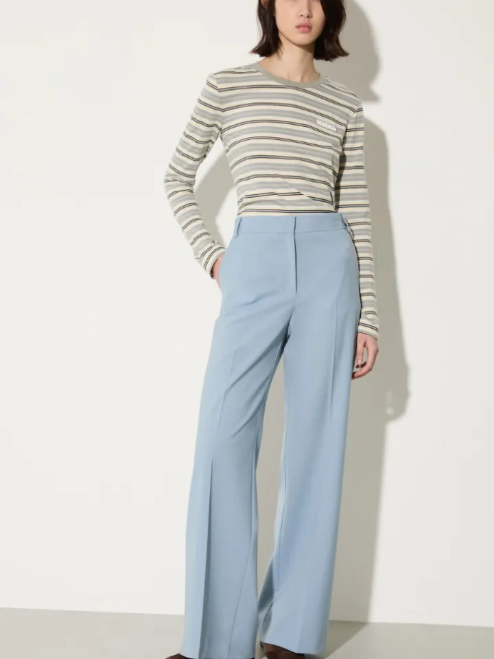 Straight-leg wool-blend trousers - light blue