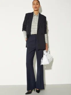 Straight-leg wool-blend trousers - navy