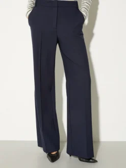Straight-leg wool-blend trousers - navy