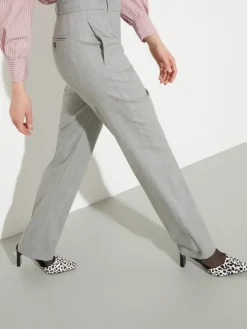 Straight wool and cotton trousers - grey