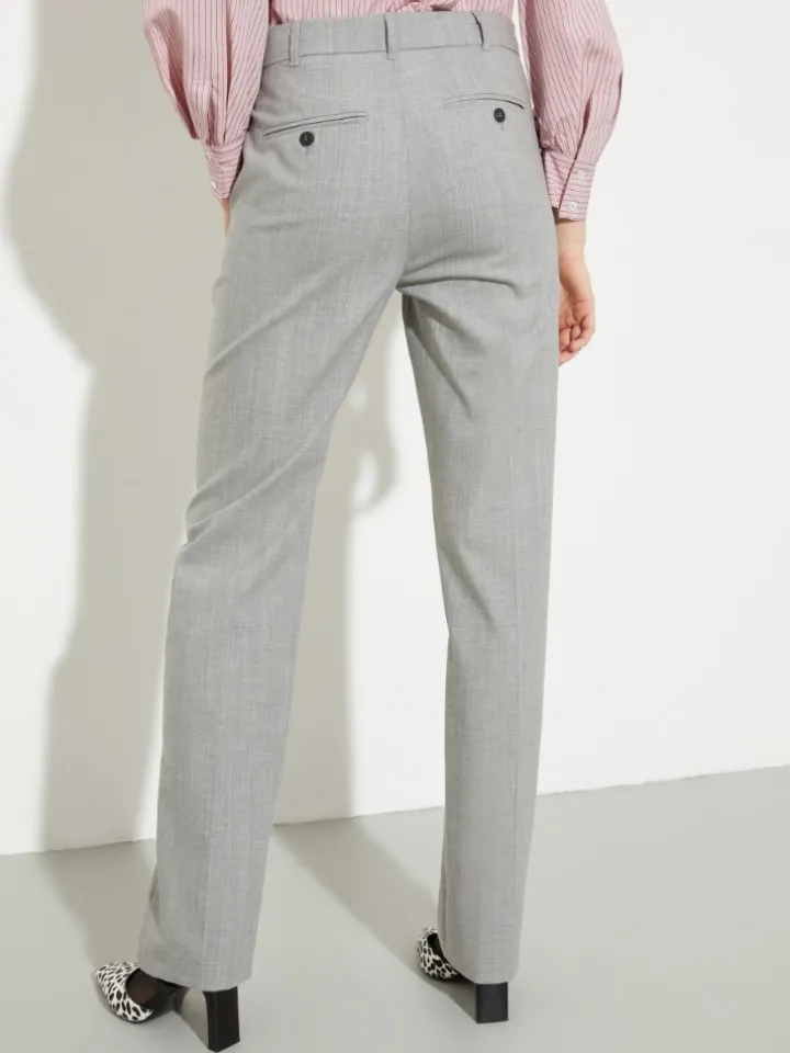 Straight wool and cotton trousers - grey