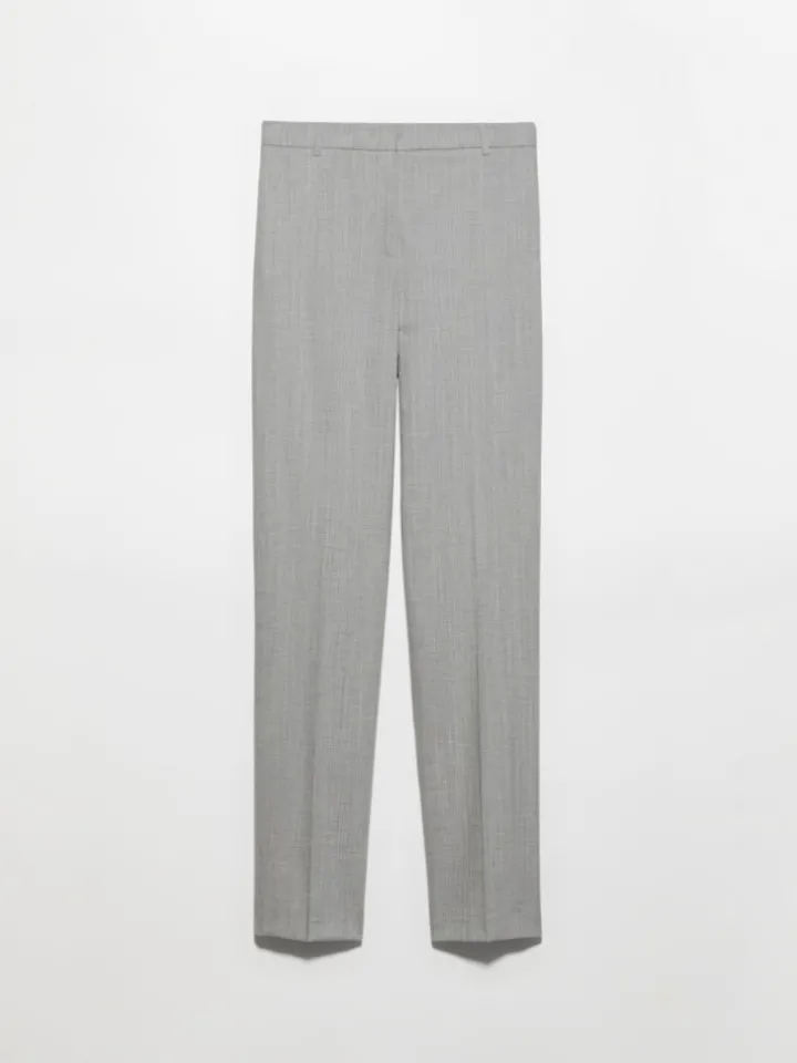 Straight wool and cotton trousers - grey