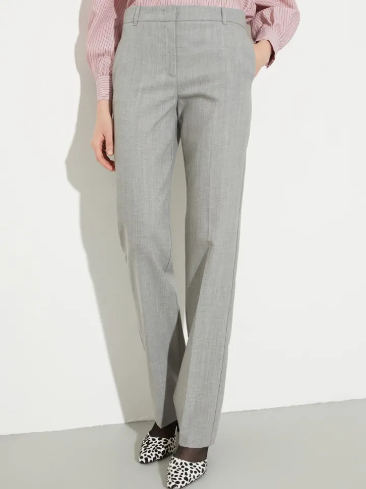 Straight wool and cotton trousers - grey