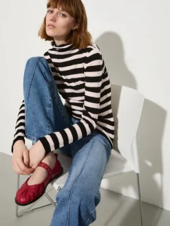 Stretch-tricot turtleneck - beige