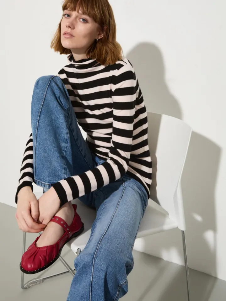 Stretch-tricot turtleneck - beige