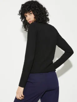 Stretch-tricot turtleneck - black