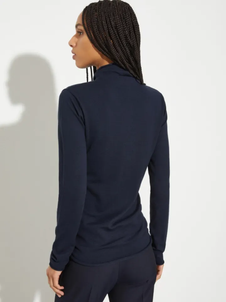 Stretch-tricot turtleneck - deep blue