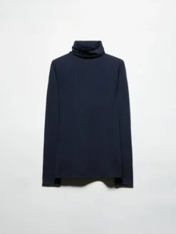 Stretch-tricot turtleneck - deep blue