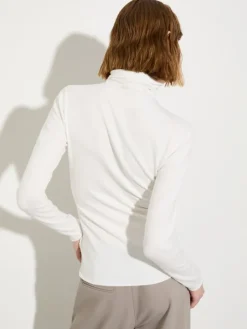 Stretch-tricot turtleneck - white