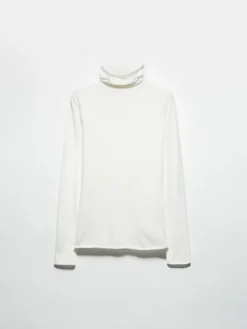 Stretch-tricot turtleneck - white