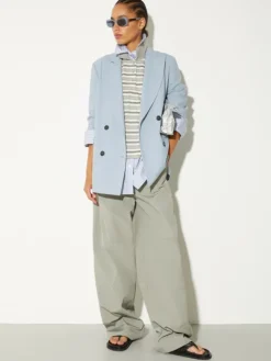 Striped cotton-jersey polo shirt - sage