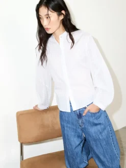 Striped cotton-muslin shirt - optical white