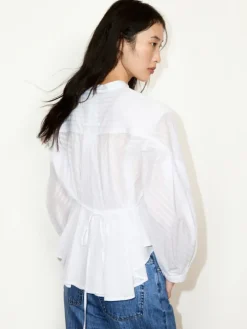 Striped cotton-muslin shirt - optical white
