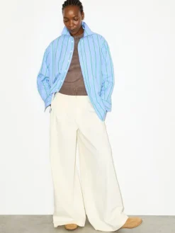 Striped cotton-poplin shirt - light blue